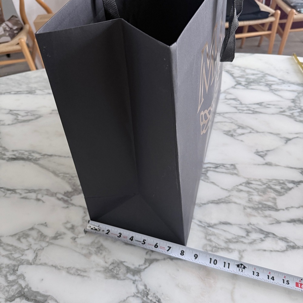 MCM Large Black Paper Shopping Bag Gold Logo Ribbon Handles 20.5x16x8" - Picture 5 of 5